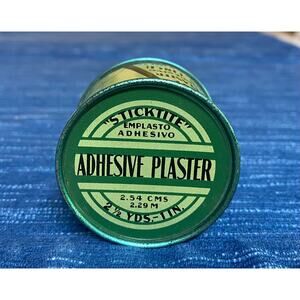 Vtg Sticktite Adhesive Plaster Tape Tin Advertising New York NY Bathroom Decor